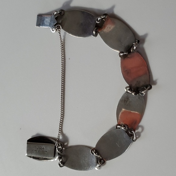 Siam 6.75" Bracelet Sterling Silver 925 Panel Link Thailand Dance Vintage Niello - Picture 3 of 13